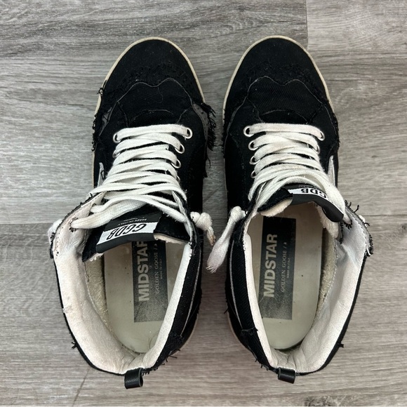 Golden Goose Mid Star Black High Top Skater Sneakers Streetwear Italian Size 37 - Picture 3 of 12